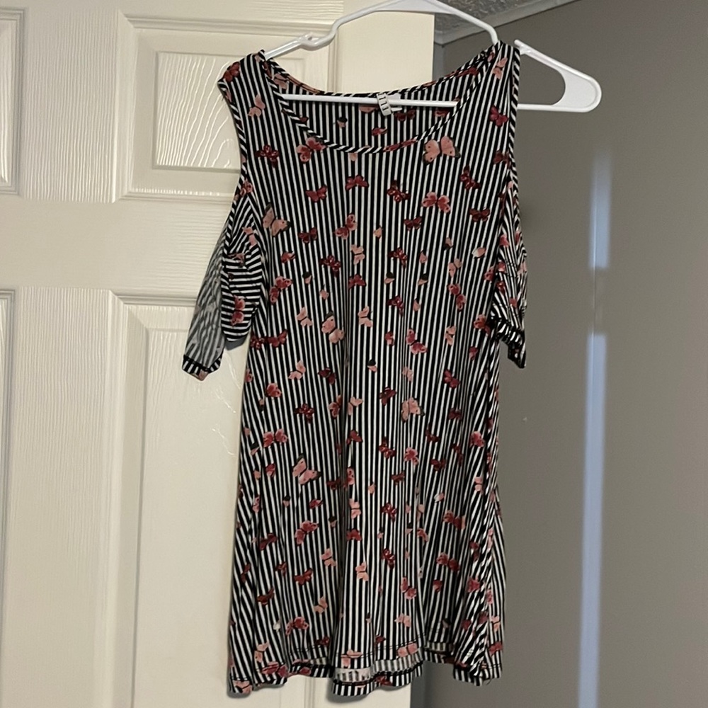 Black and white striped with butterflies